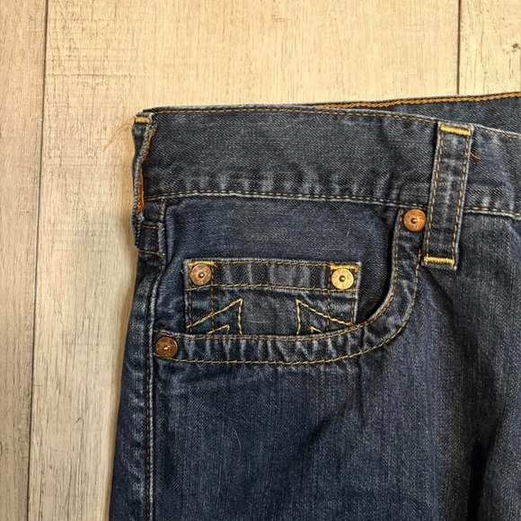 True Religion dark navy jeans with straight bootcut seam size 34 men - Picture 4 of 5